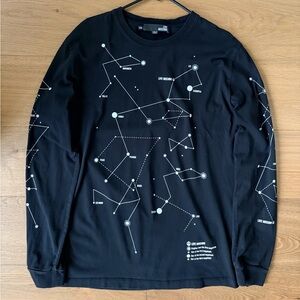 Love Moschino Men’s XXL Constellation Star Long Sleeve Black T-Shirt